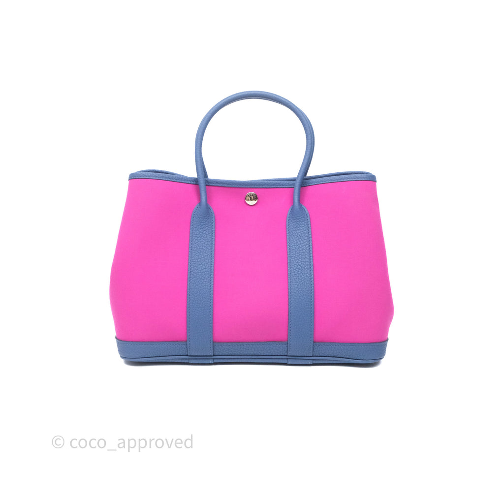 Hermès Garden Party 30 Canvas Magnolia 9I and Bleu Brighton 7E