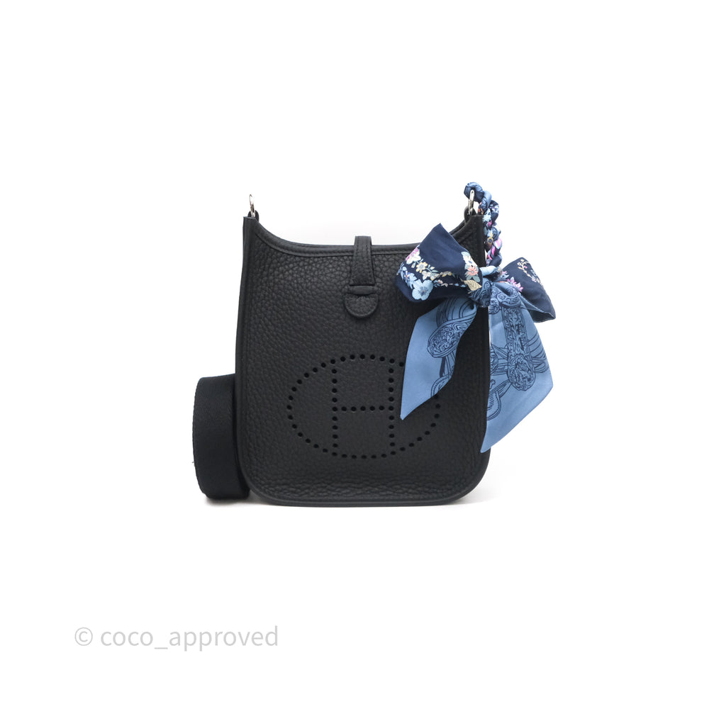 Hermès Mini Evelyne 16 Noir 89 Clemence Palladium Hardware