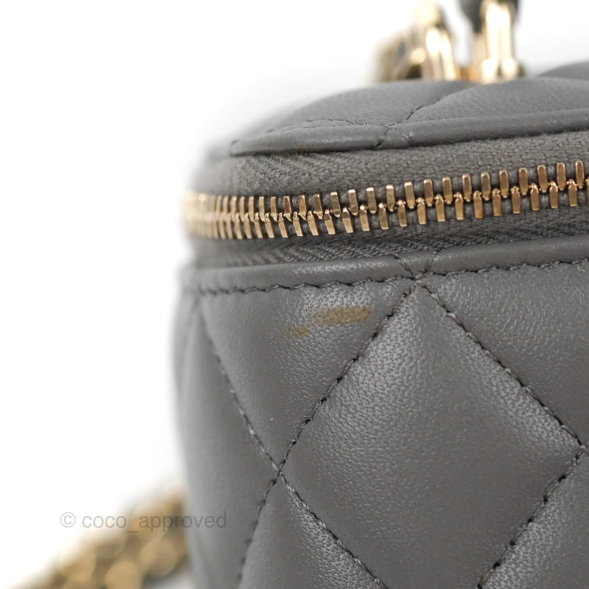 Chanel Vanity Rectangular Top Handle Dark Grey Lambskin Gold Hardware – Coco  Approved Studio