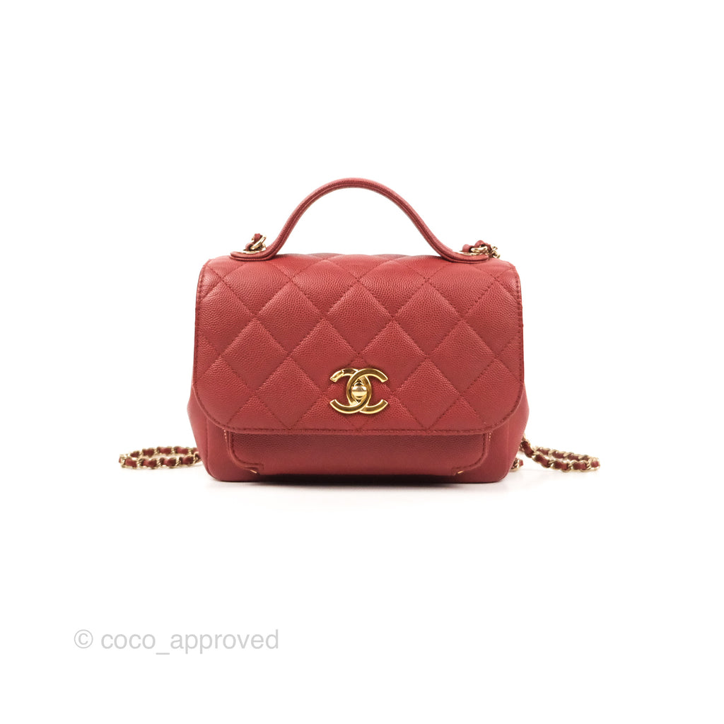 Chanel Quilted Small Business Affinity Flap Red Caviar Gold Hardware