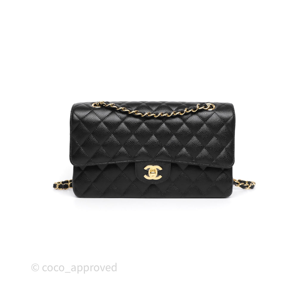 Chanel Classic M/L Medium Flap Quilted Black Caviar Gold Hardware