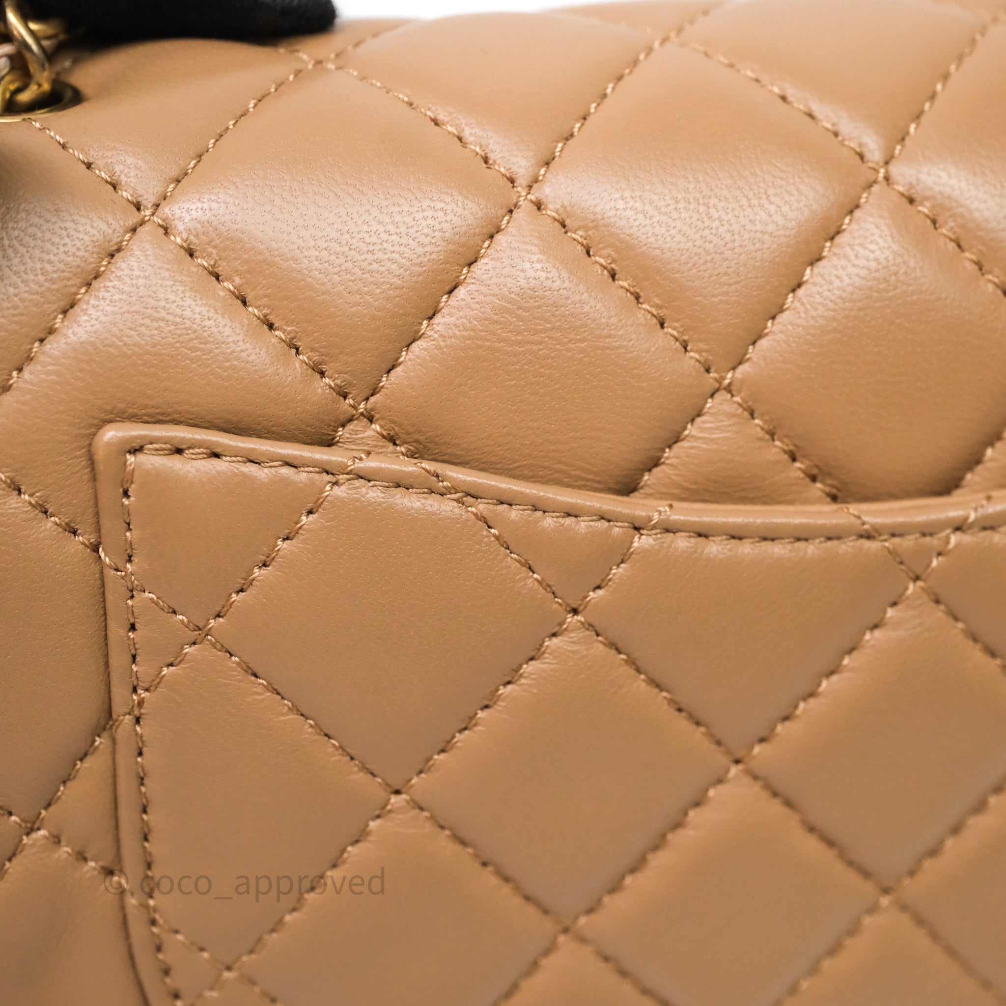 Chanel Mini Rectangular Pearl Crush Quilted Dark Beige Lambskin