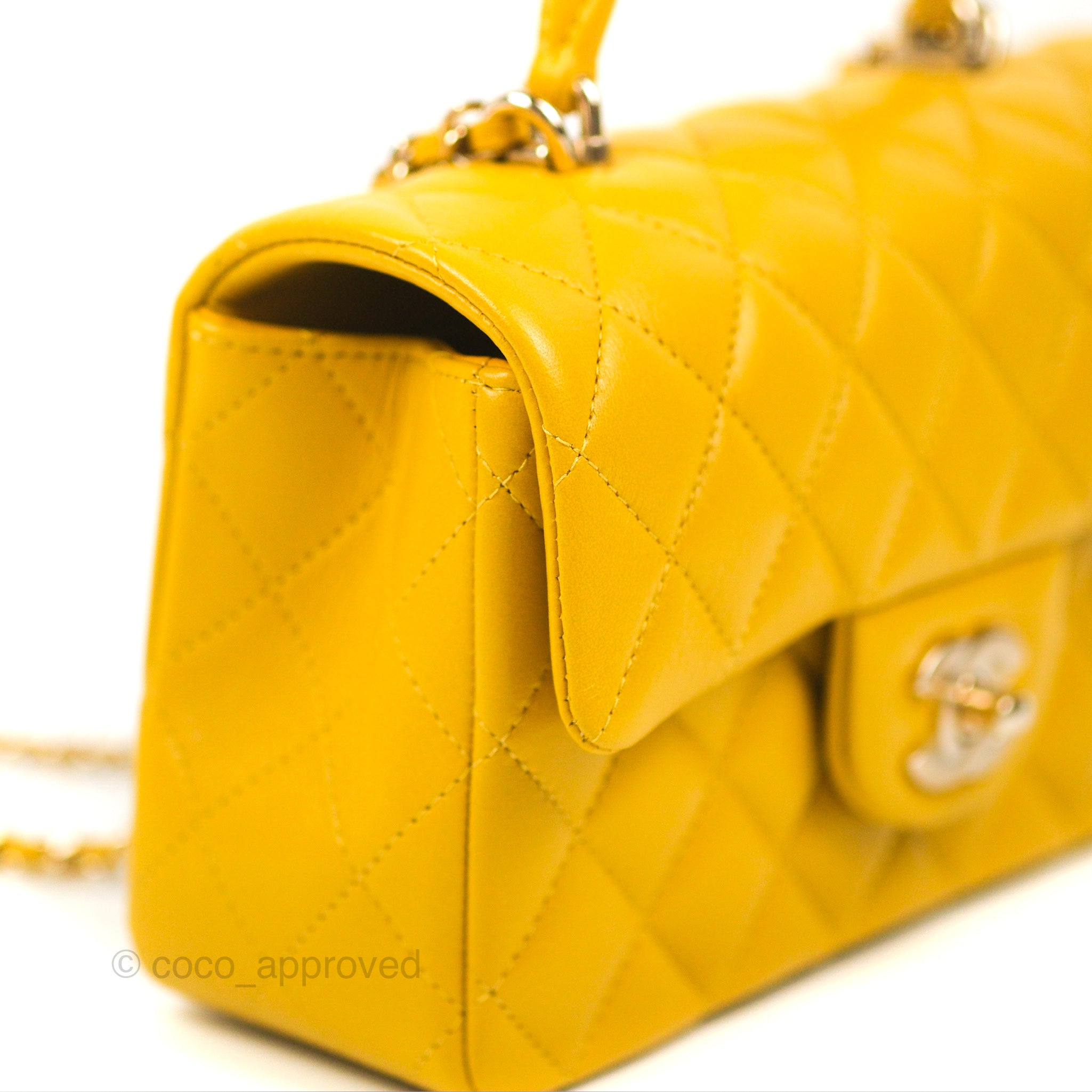 chanel mini yellow handbag