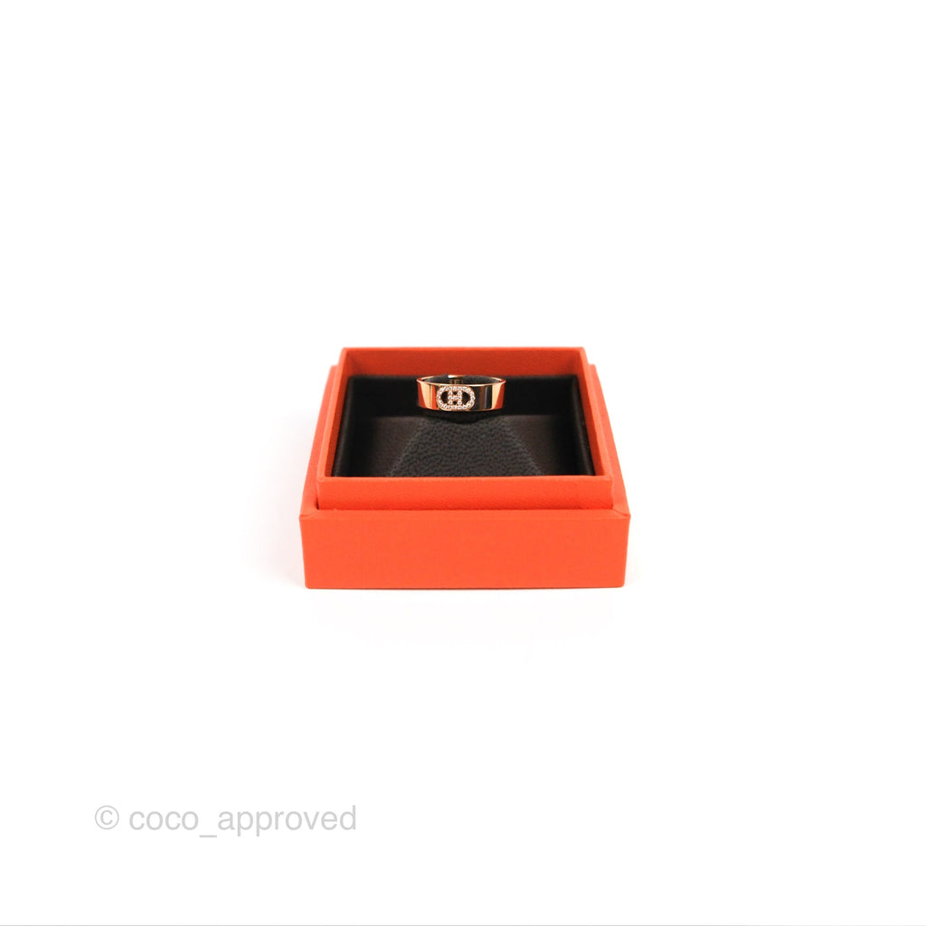 Hermes H d'ancre Ring PM Rose Gold Diamond Size 54