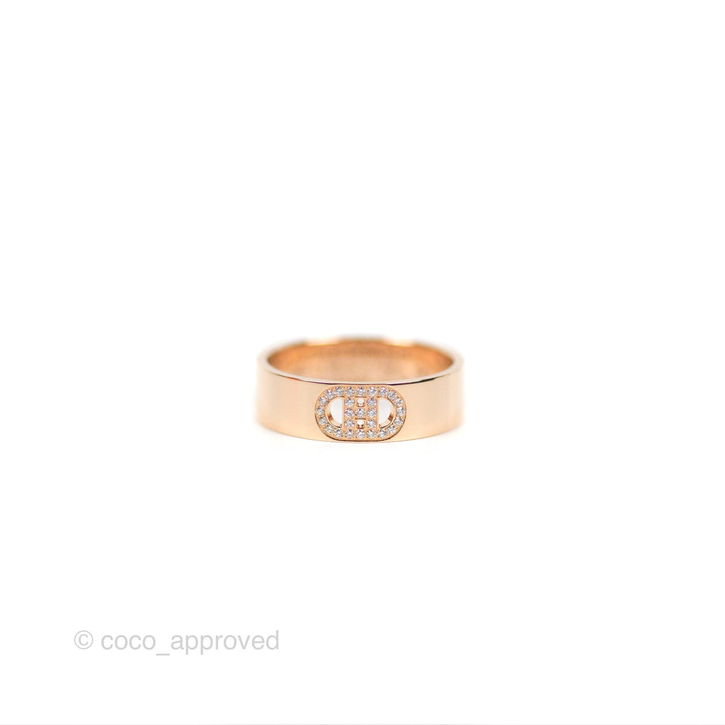 Hermes H d'ancre Ring PM Rose Gold Diamond Size 54