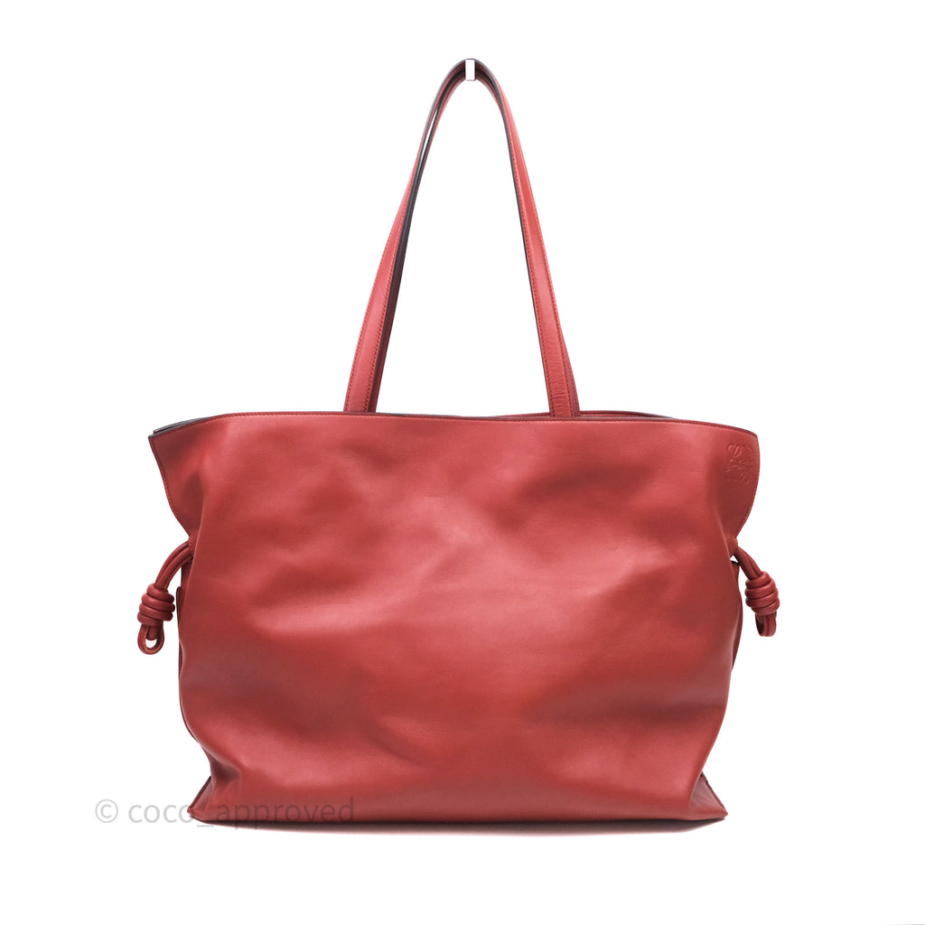 Loewe Flamenco Knot Tote Bag Red Brown Calfskin