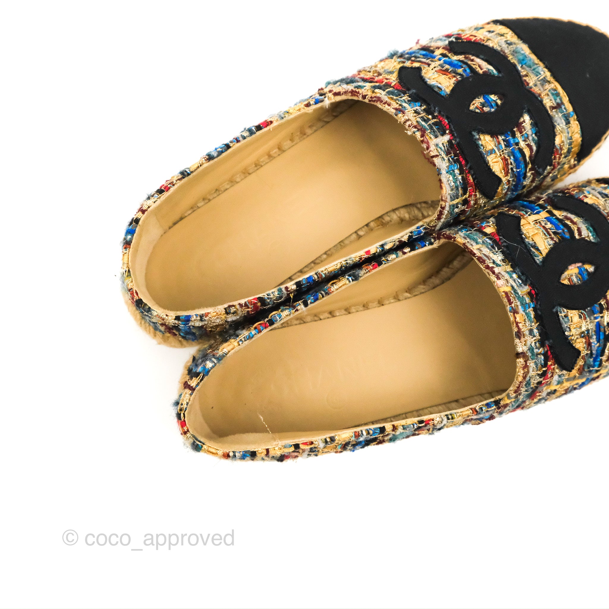 Chanel Espadrille Black Multicolour Tweed Size 38 – Coco Approved