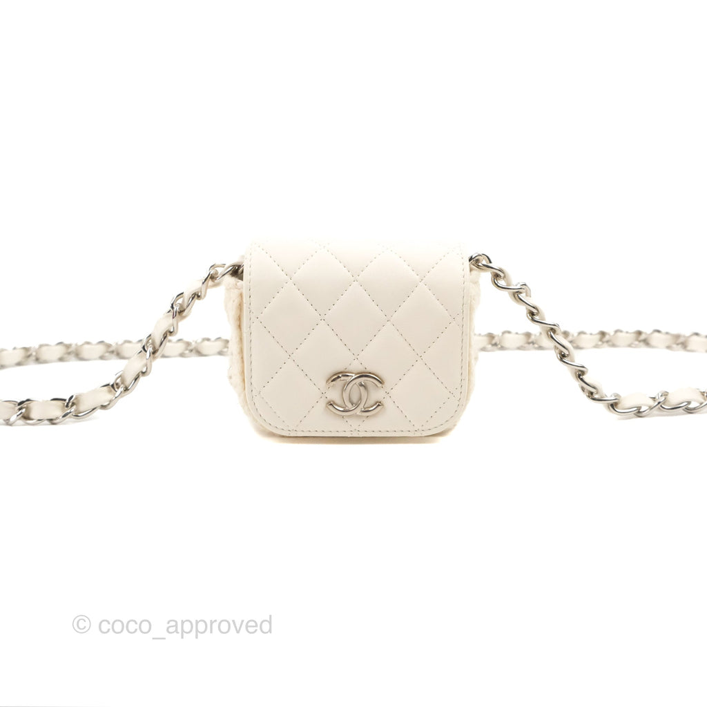 Chanel Mini Bag White Lambskin Crochet Gold Hardware 22C