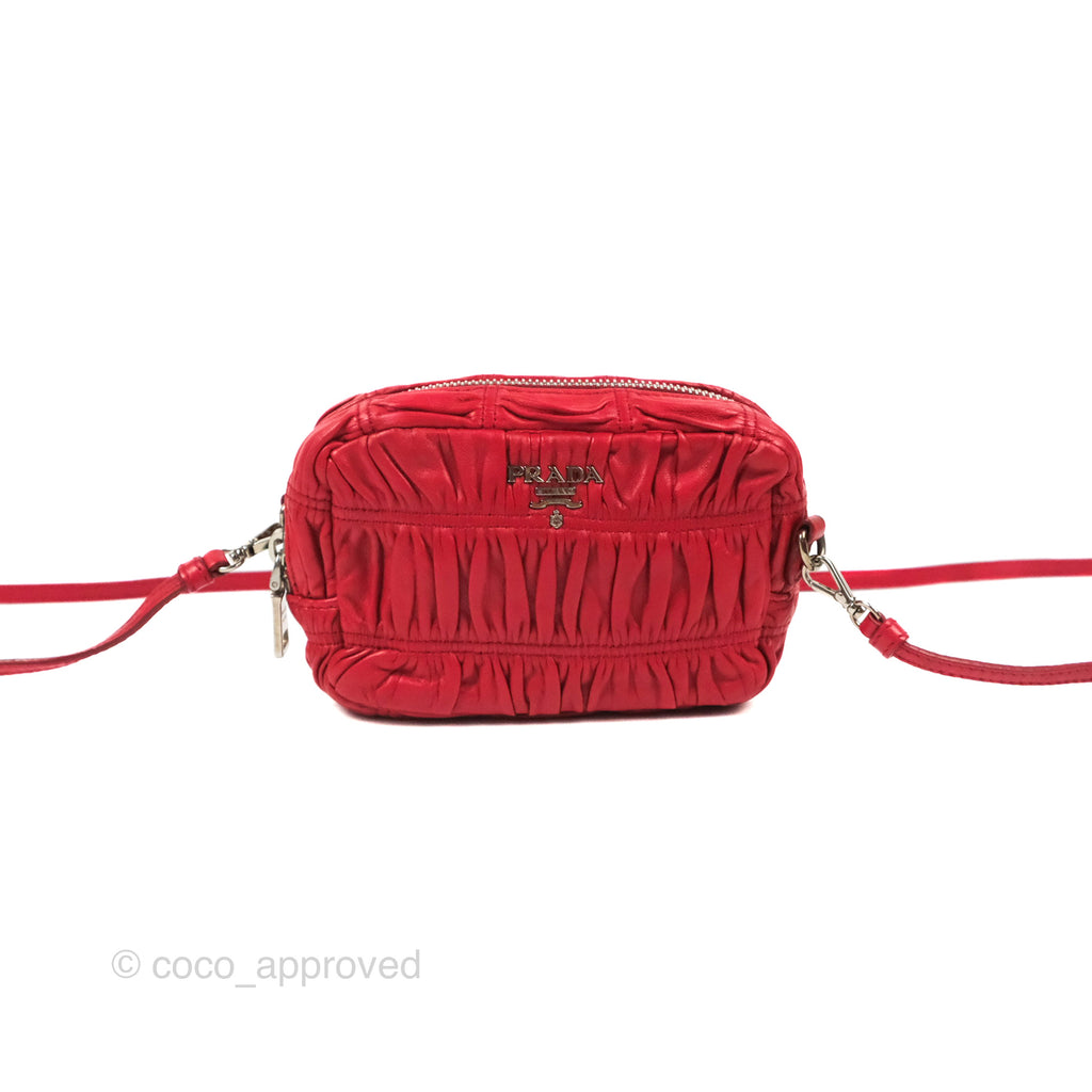 Prada Gaufre Mini Crossbody Bag Red