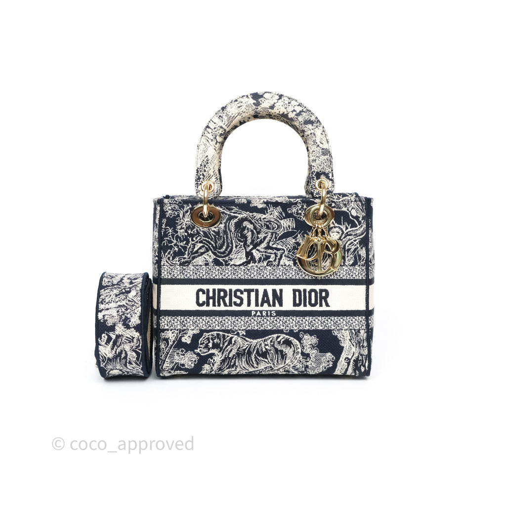 Christian Dior Medium Lady D-Lite Bag Blue Toile de Jouy Reverse Embroidery