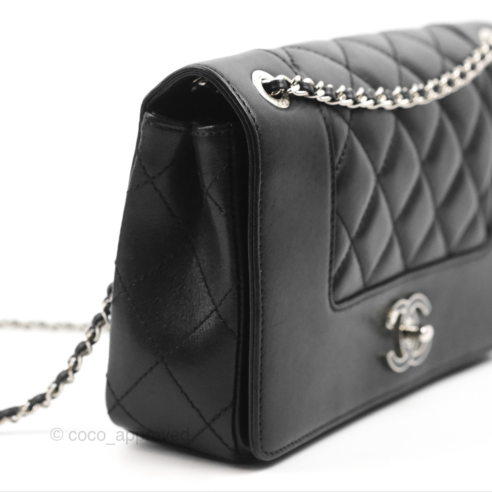 Chanel Mademoiselle Vintage Flap Bag Black Sheepskin Silver Hardware – Coco  Approved Studio