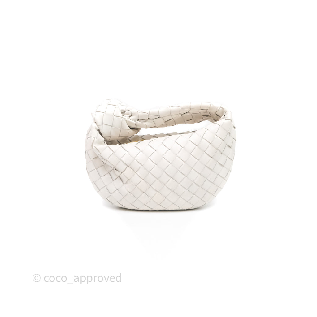 Bottega Veneta Mini Jodie Bag Intrecciato White Lambskin