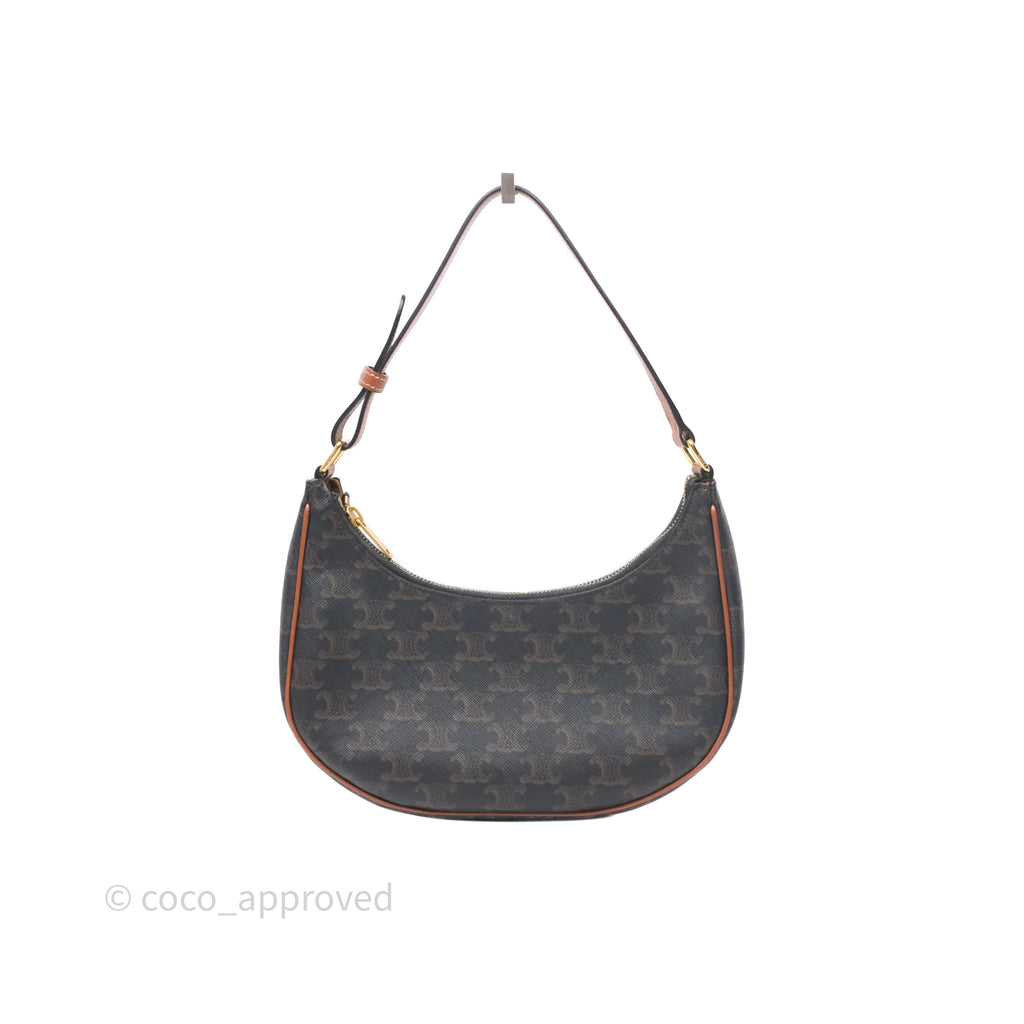 Celine Ava Bag In Triomphe Canvas Calfskin Tan