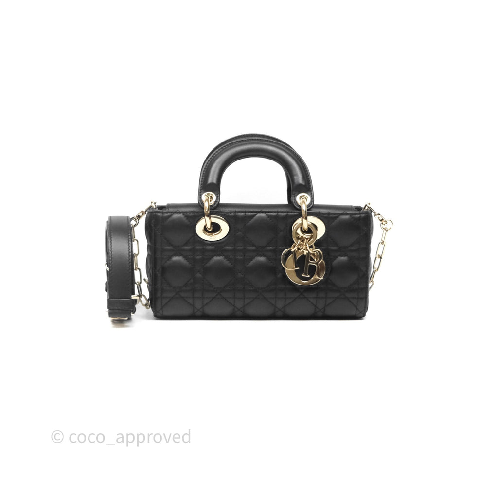 Dior Small Lady D-Joy Bag Black Lambskin Cannage Gold Hardware