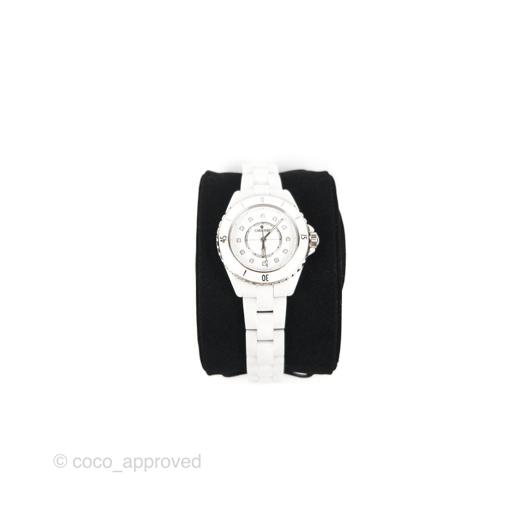 CHANEL J12 White Ceramic/Steel/Diamond Women's Watch 33mm