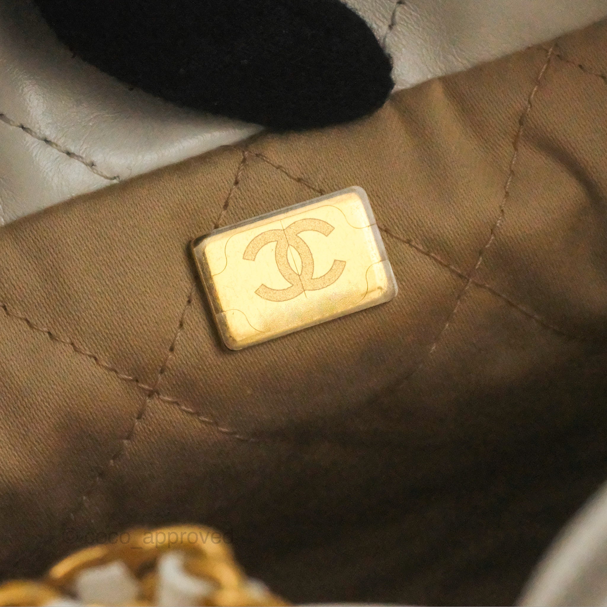 Chanel 22 Mini Bag White Shiny Crumpled Calfskin – Coco Approved Studio