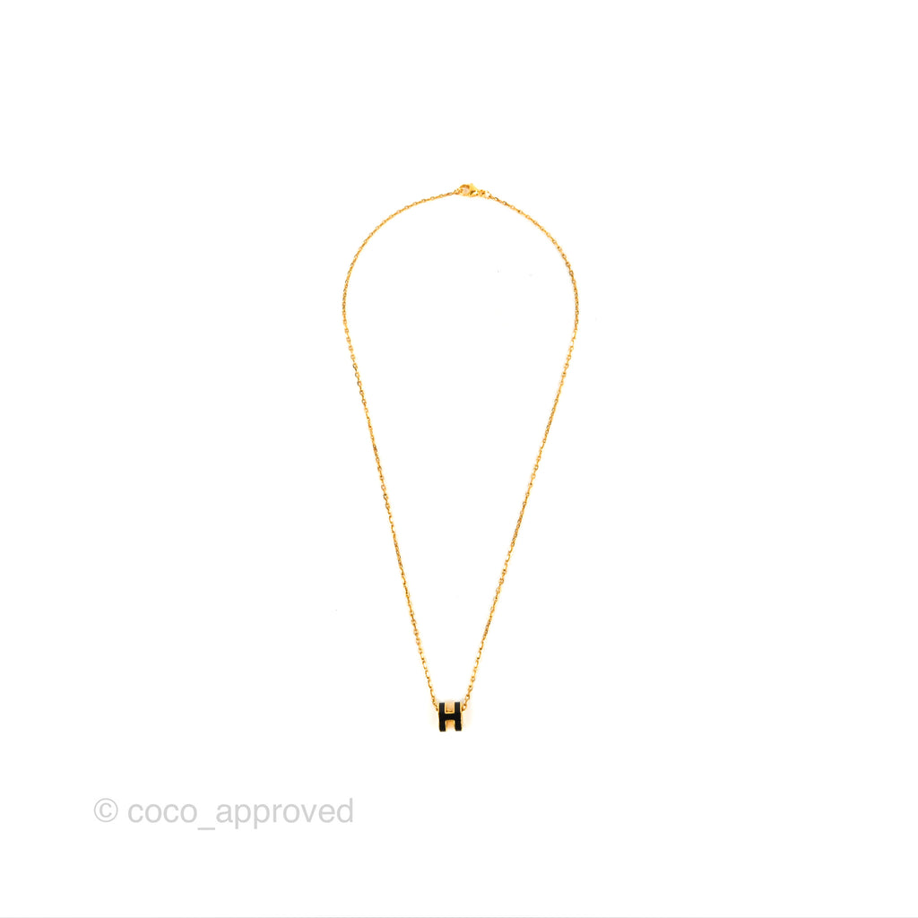 Hermès Mini Pop H Pendant Necklace Black Gold Hardware