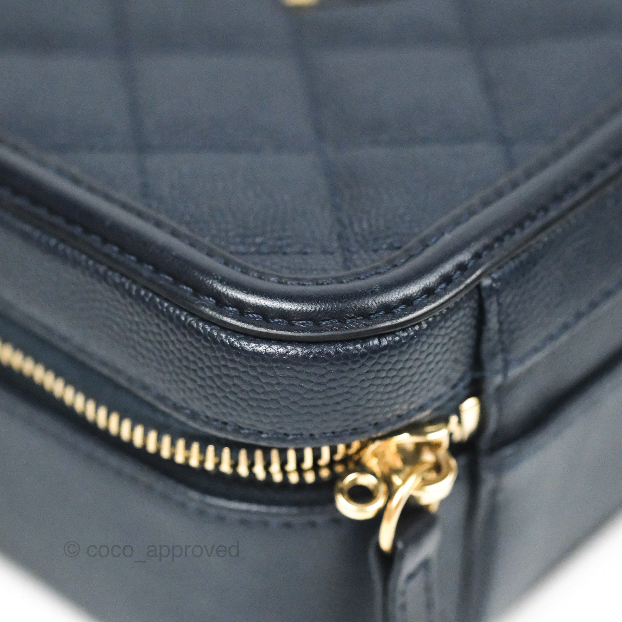 Chanel Quilted Medium CC Filigree Vanity Case Dark Navy Caviar