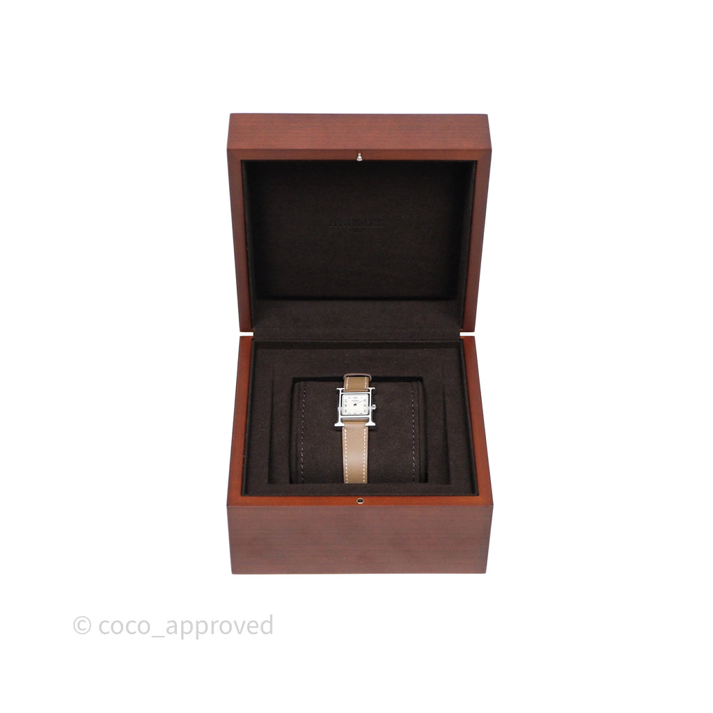 Hermès Heure H Watch Diamond Etoupe Swift Palladium Hardware