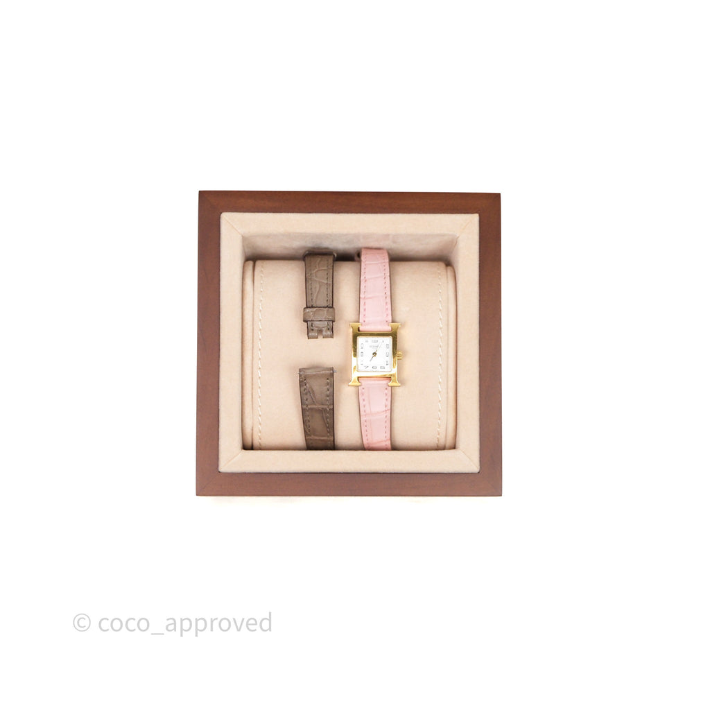 Hermès Heure H TPM Watch Alligator Gold Hardware