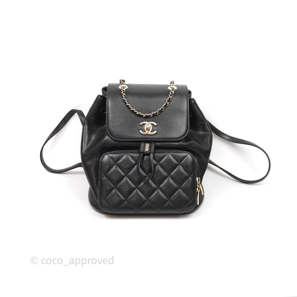 Chanel Quilted Business Affinity Backpack Black Caviar Gold Hardware