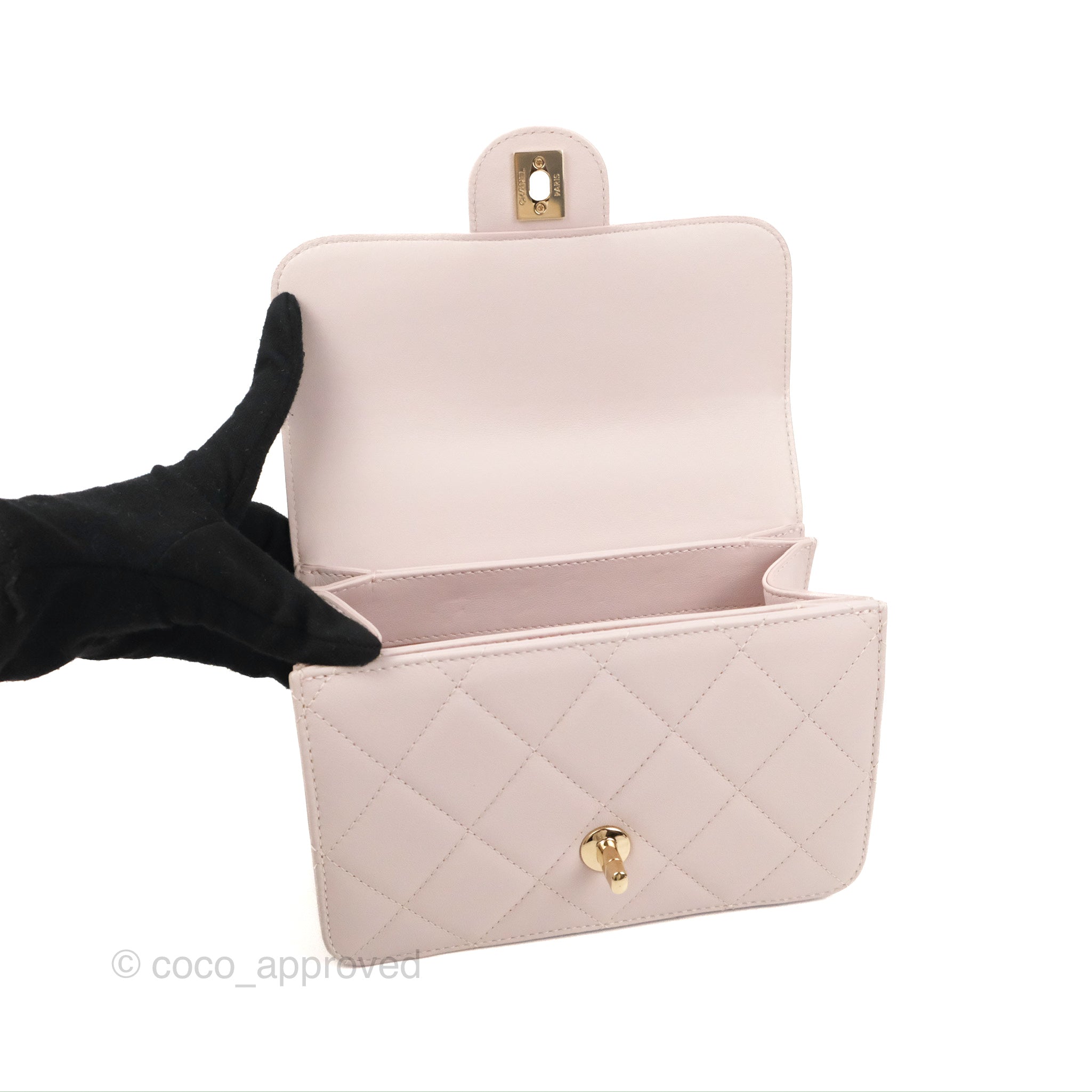 Chanel Small Coco Lady Quilted Flap Bag With Top Handle Light Pink