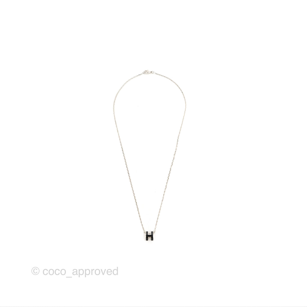 Hermès Mini Pop H Pendant Necklace Black Palladium Hardware