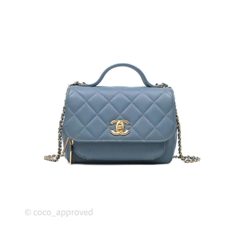 Chanel Caviar Quilted Small Business Affinity Flap Blue Gold Hardware