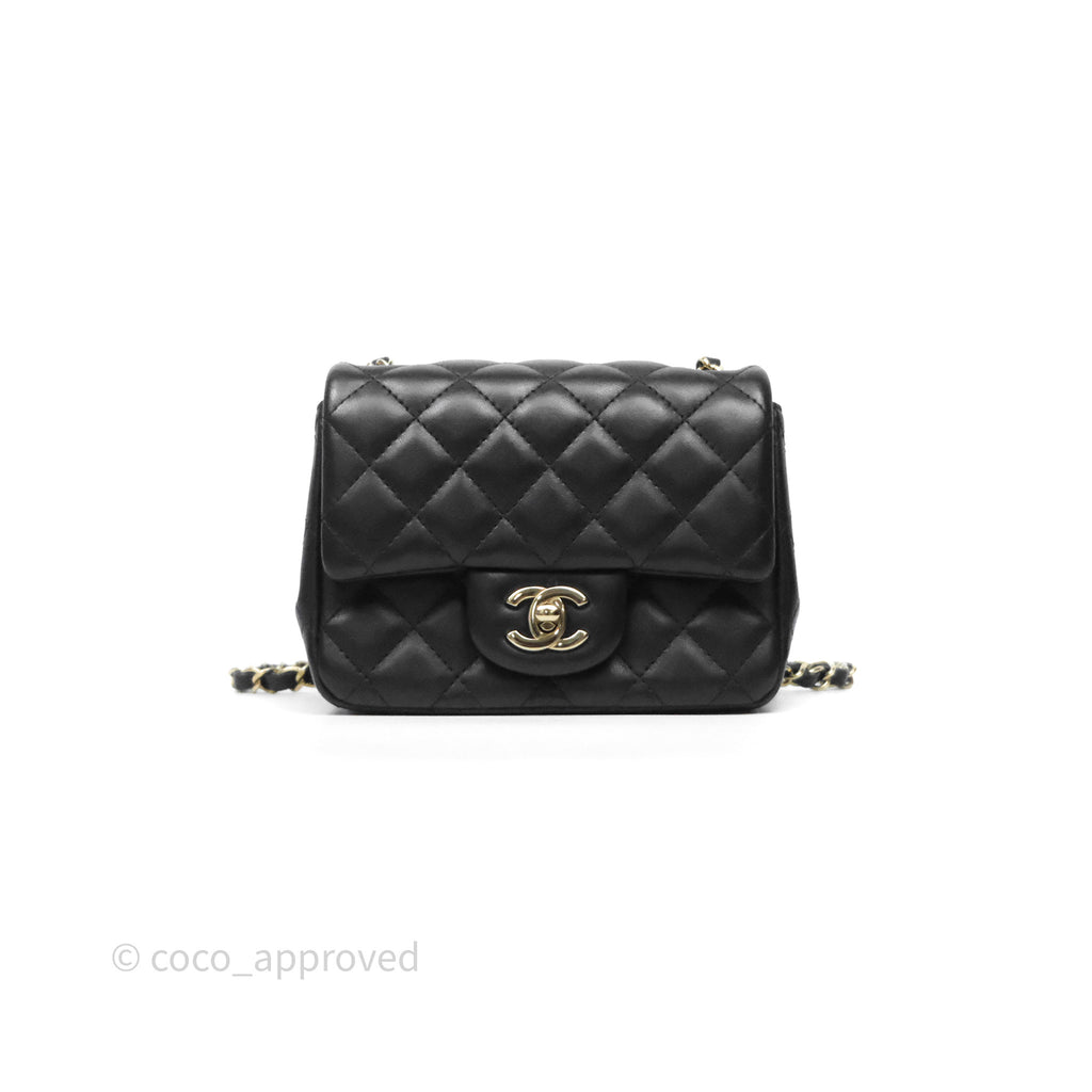 Chanel Mini Square Black Lambskin Gold Hardware