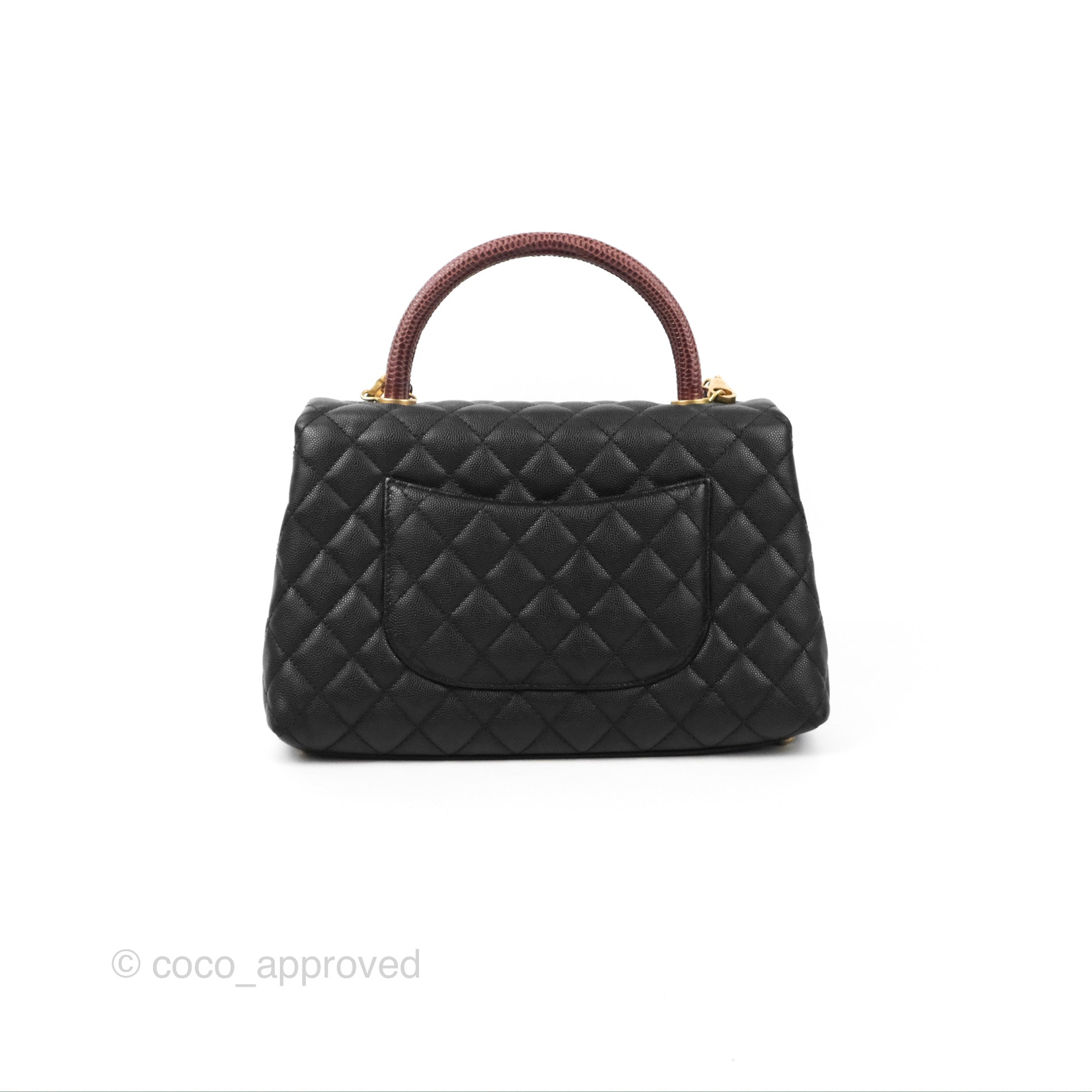 CHANEL Caviar Lizard Embossed Quilted Medium Coco Handle Flap White 1212743