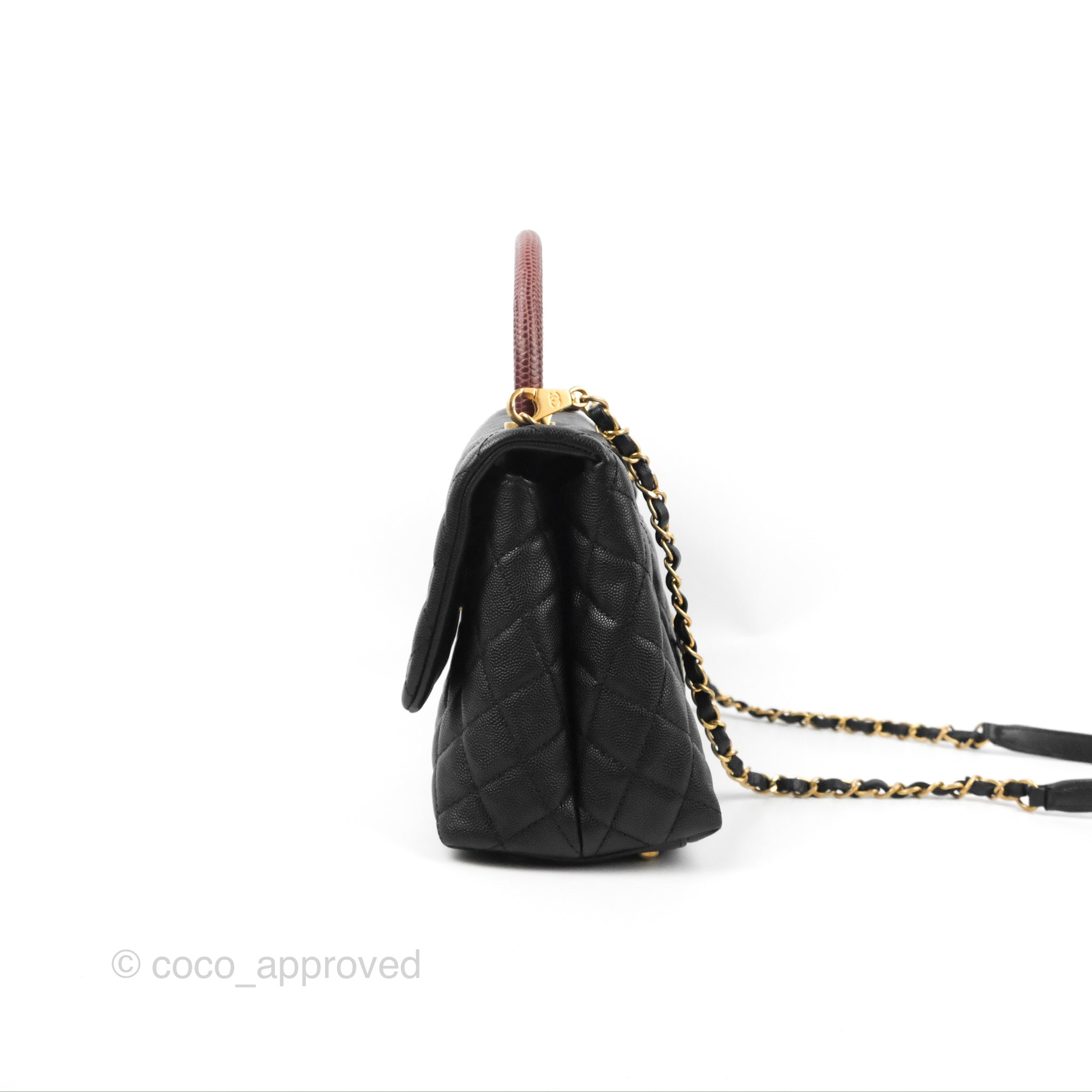 100% AUTH! 🤎 Chanel Medium CoCo Lizard Handle 🤎 Chevron Beige Flap Bag