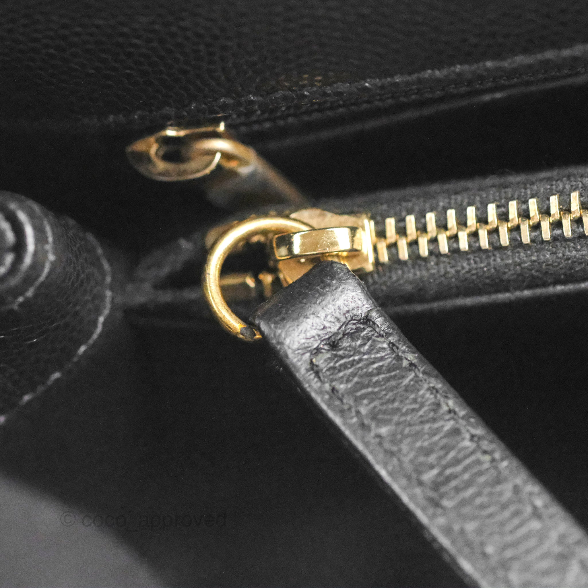 Chanel Medium Coco Handle Quilted Black Caviar Lizard Handle Gold