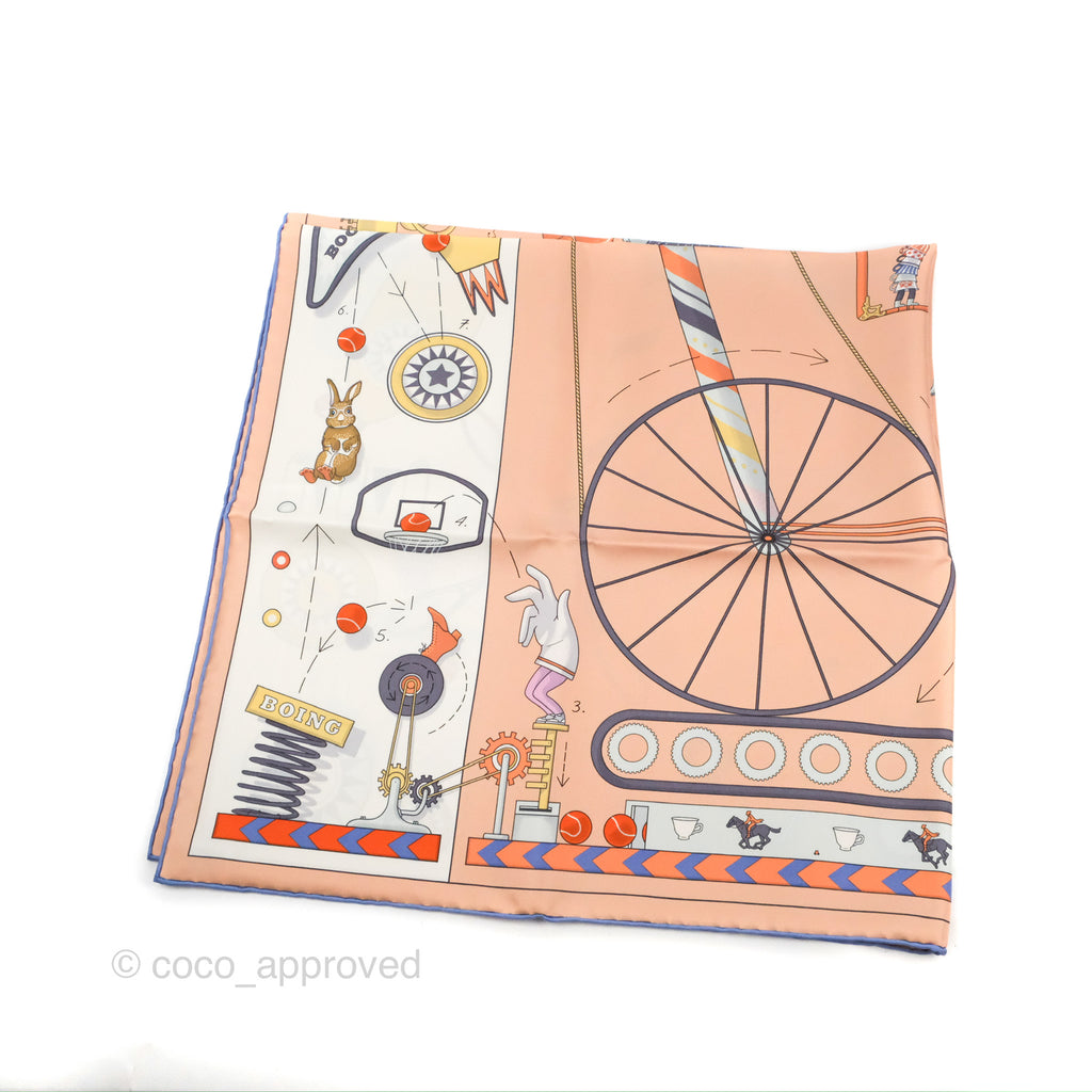 Hermès Tea for Two Silk Scarf 90 Rose Poudré / Blanc / Bleu