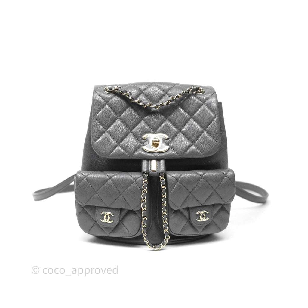 Chanel Duma Backpack Medium Grey Caviar Gold Hardware