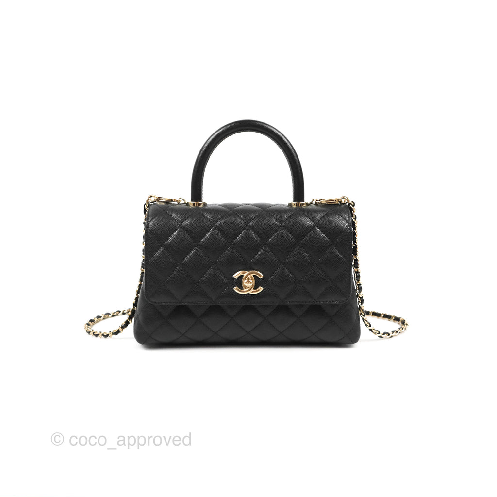 Chanel Small Coco Handle Black Caviar Gold Hardware