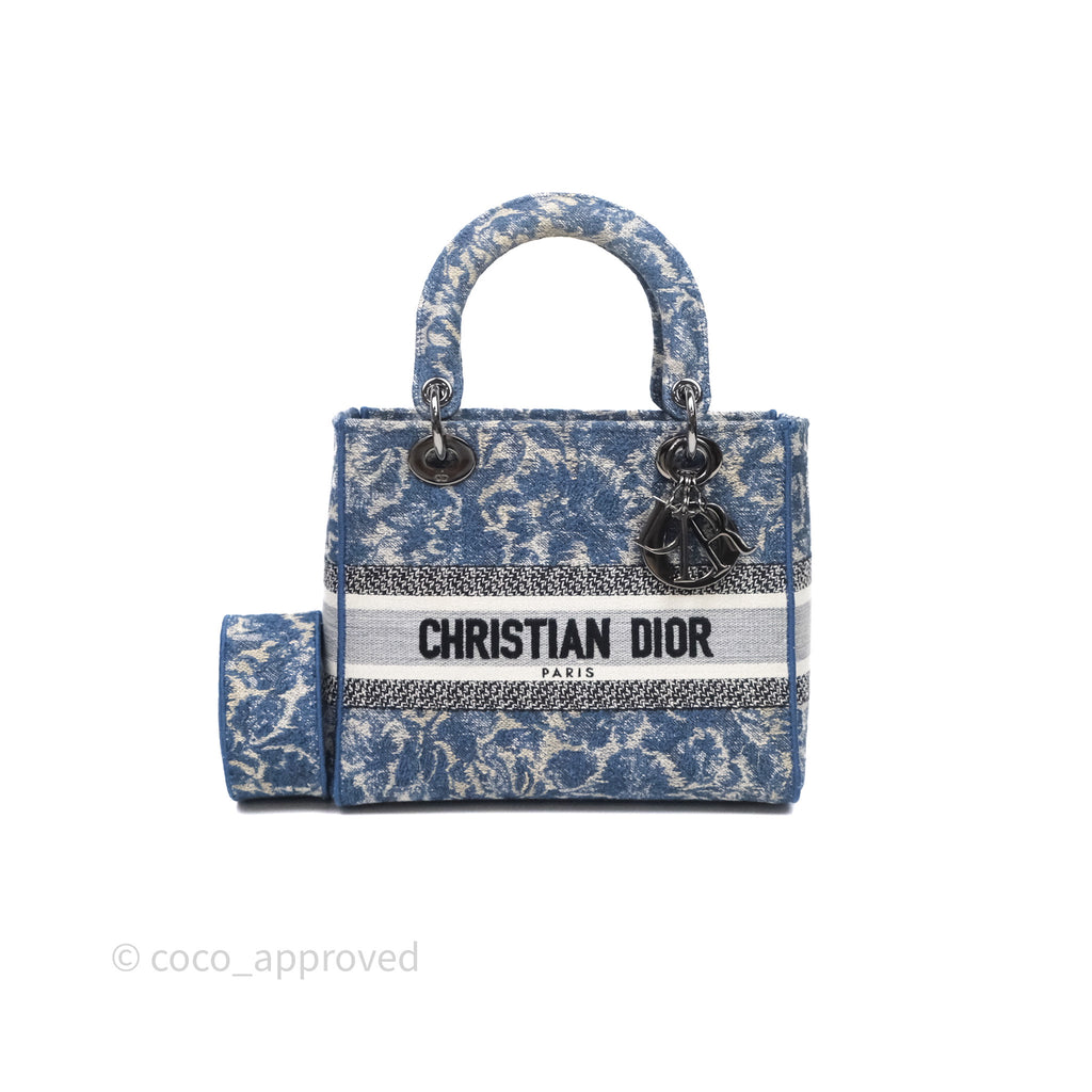 Christian Dior Medium Lady D-Lite Bag Blue Toile de Jouy Embroidery
