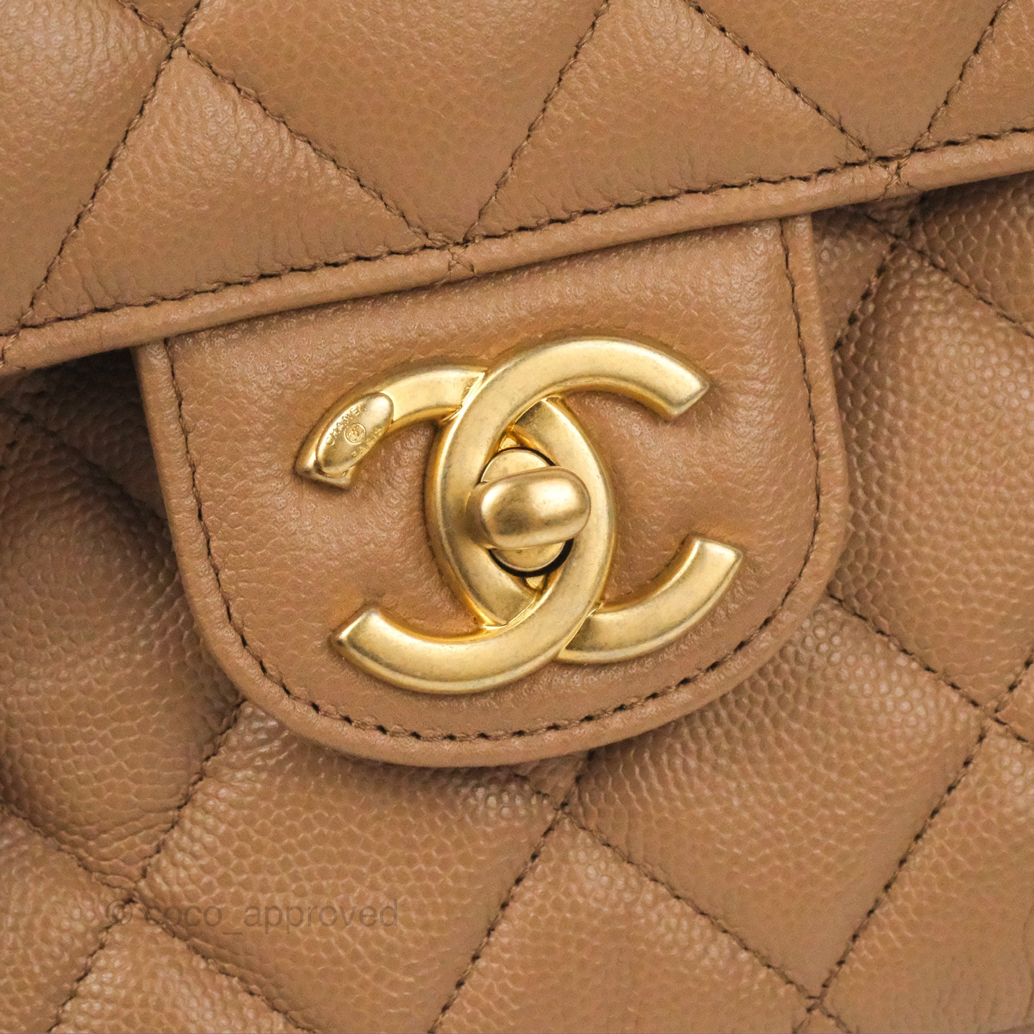 Chanel Small Flap Bag Dark Beige Caviar Gold Hardware 22K – Coco Approved  Studio