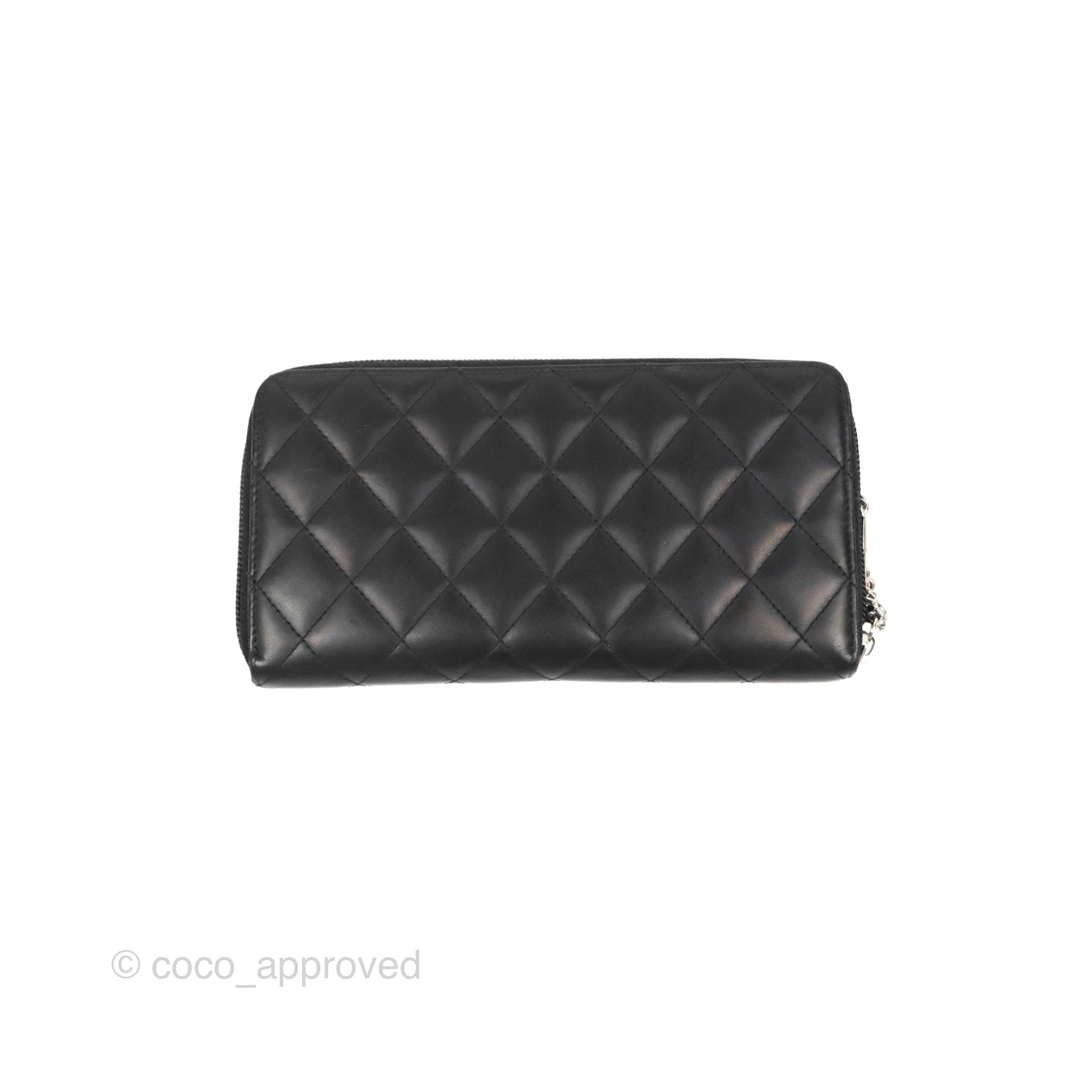 CHANEL Cambon Zip Long Wallet Black Calfskin Silver Hardware 2012 - BoutiQi  Bags