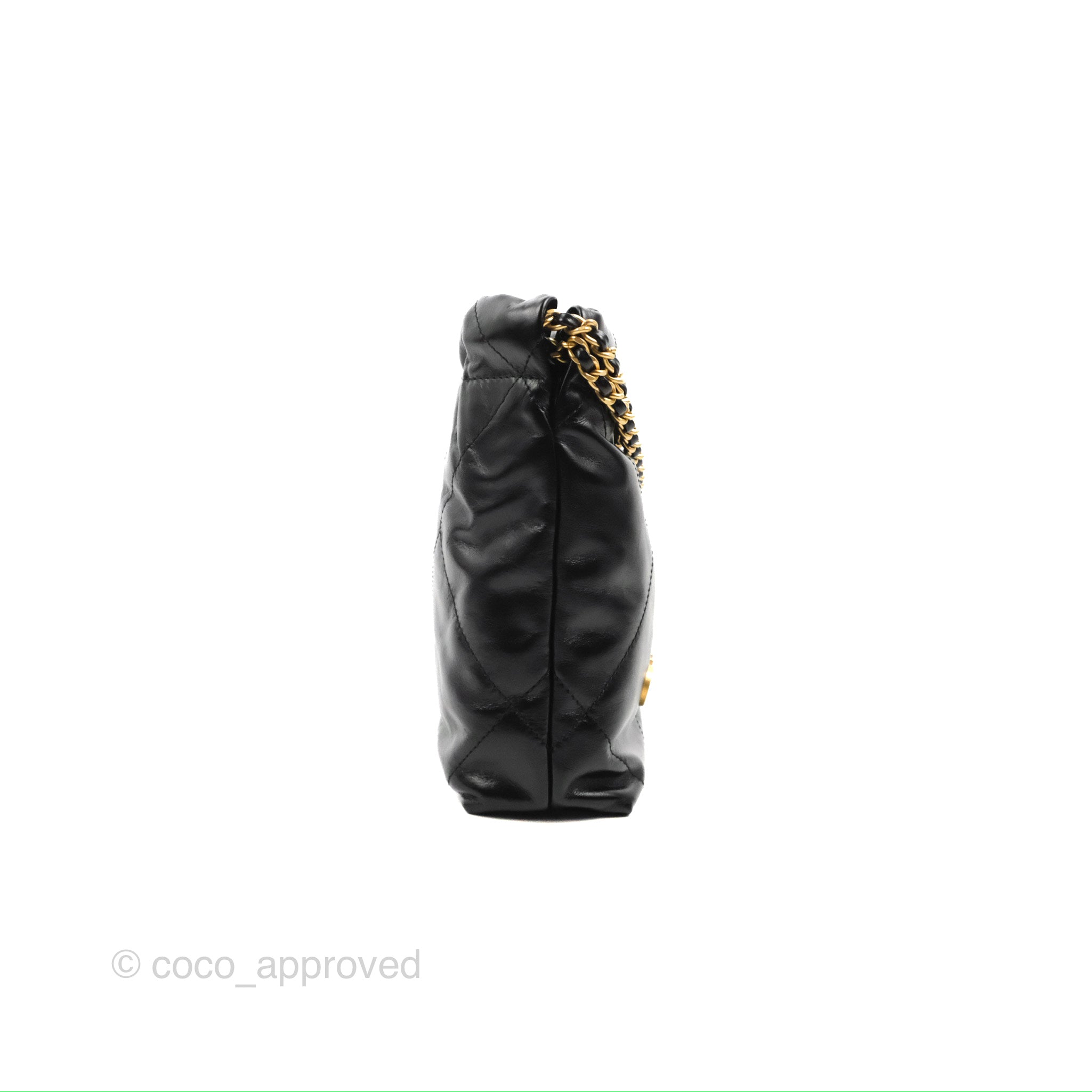 Chanel 22 Mini Bag Black Shiny Crumpled Calfskin – Coco Approved Studio