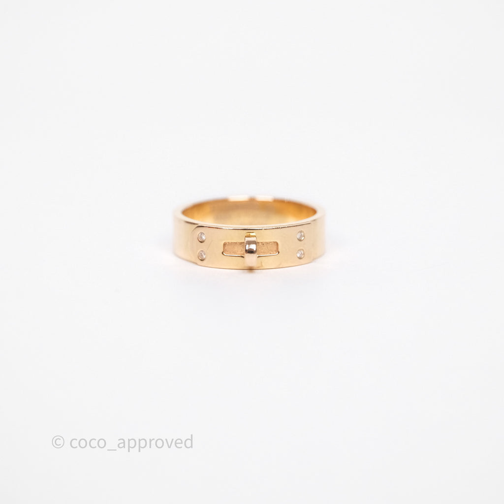 Hermès Kelly Ring Small Model Rose Gold Diamonds Size 52