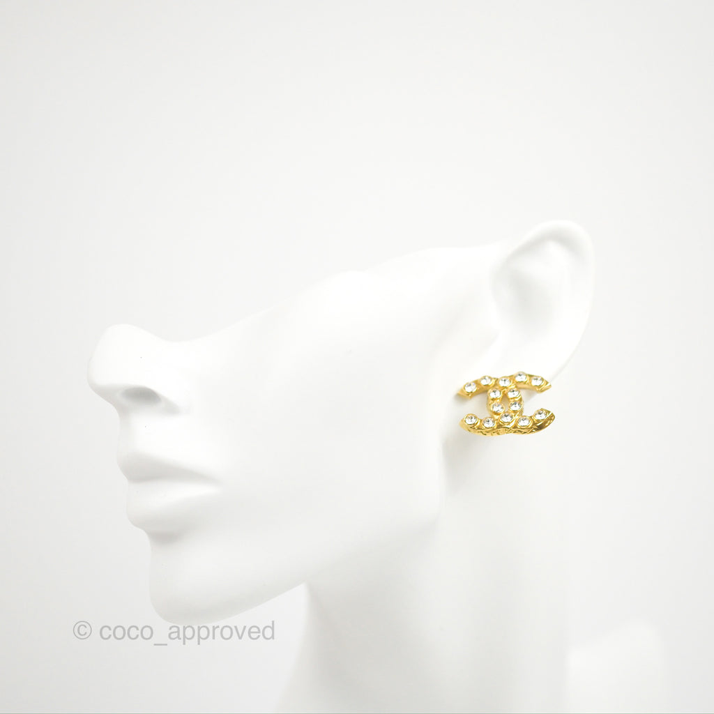 Chanel Crystal CC Earrings Gold Tone 20S – Coco Approved Studio