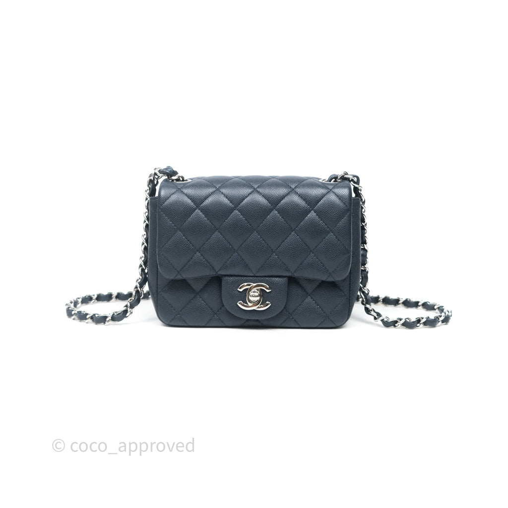 Chanel Quilted Mini Square Navy Caviar Silver Hardware