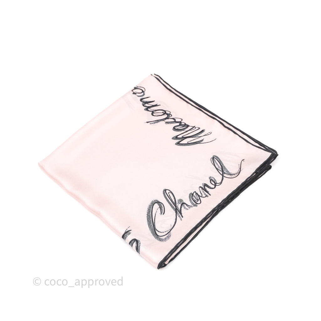Chanel Logo Pink Silk Scarf 90