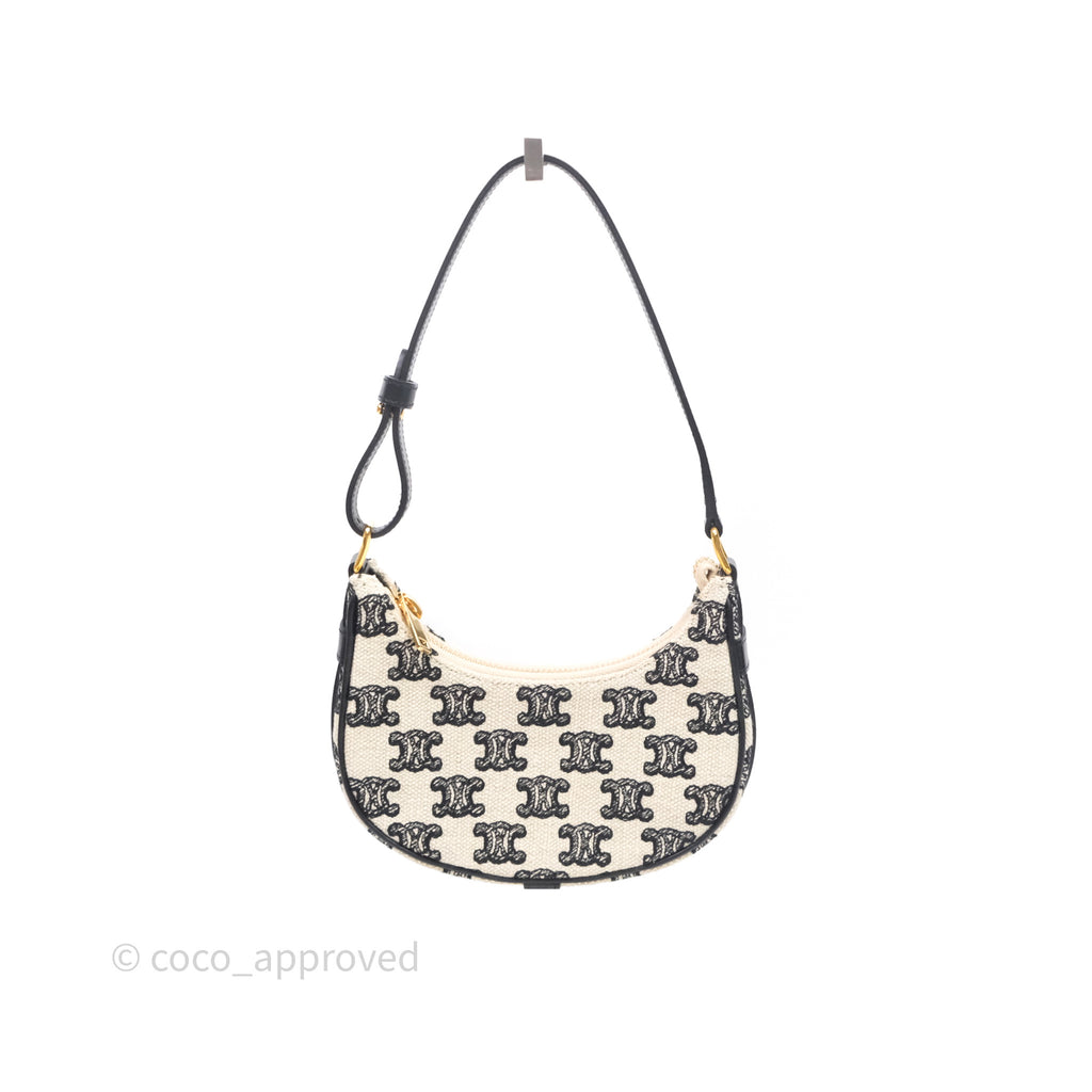 Celine Mini Ava Bag In Triomphe Canvas Black