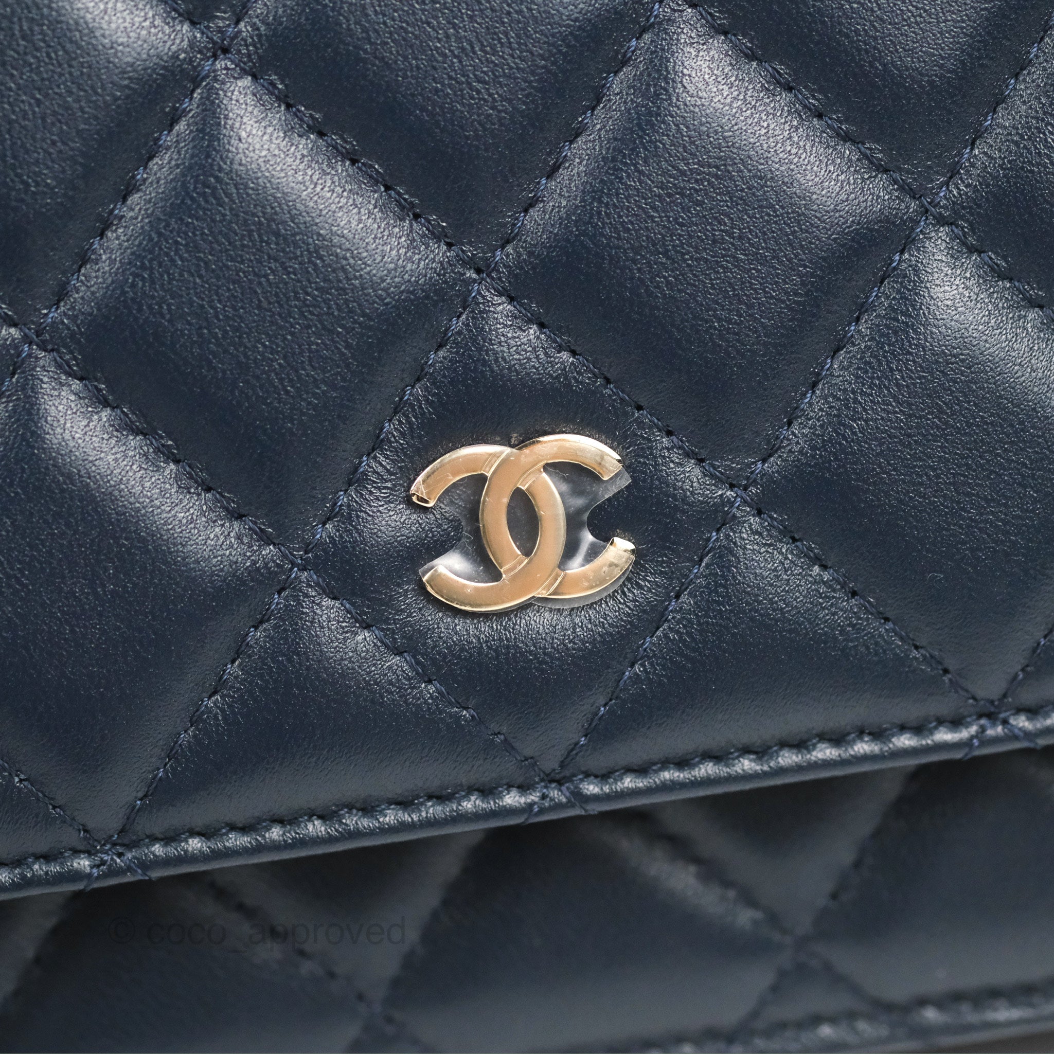 Chanel Quilted Classic Wallet on Chain WOC Navy Lambskin Gold Hardware – Coco  Approved Studio
