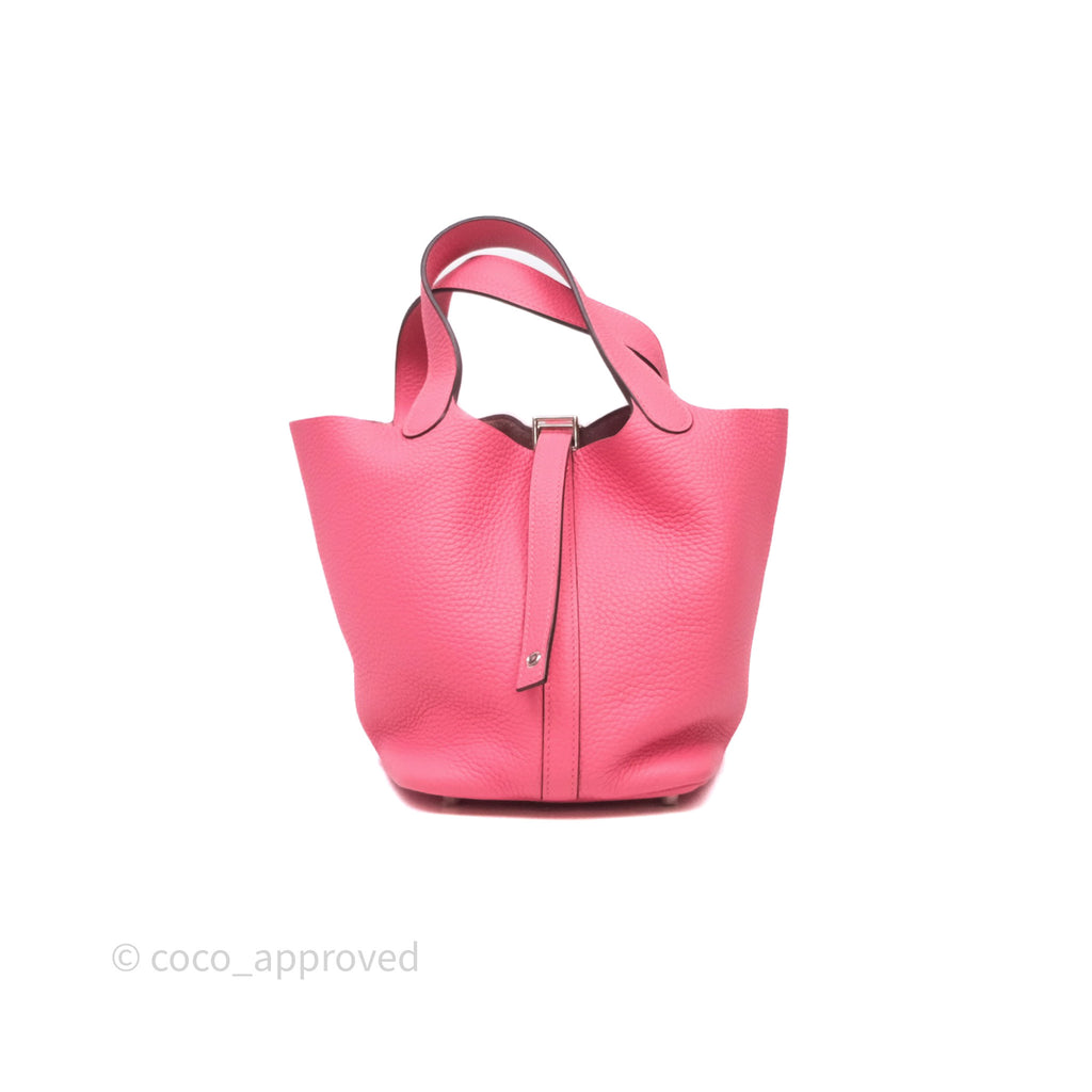 Hermes Picotin 18 Rose Azalee 8W Clemence Palladium Hardware