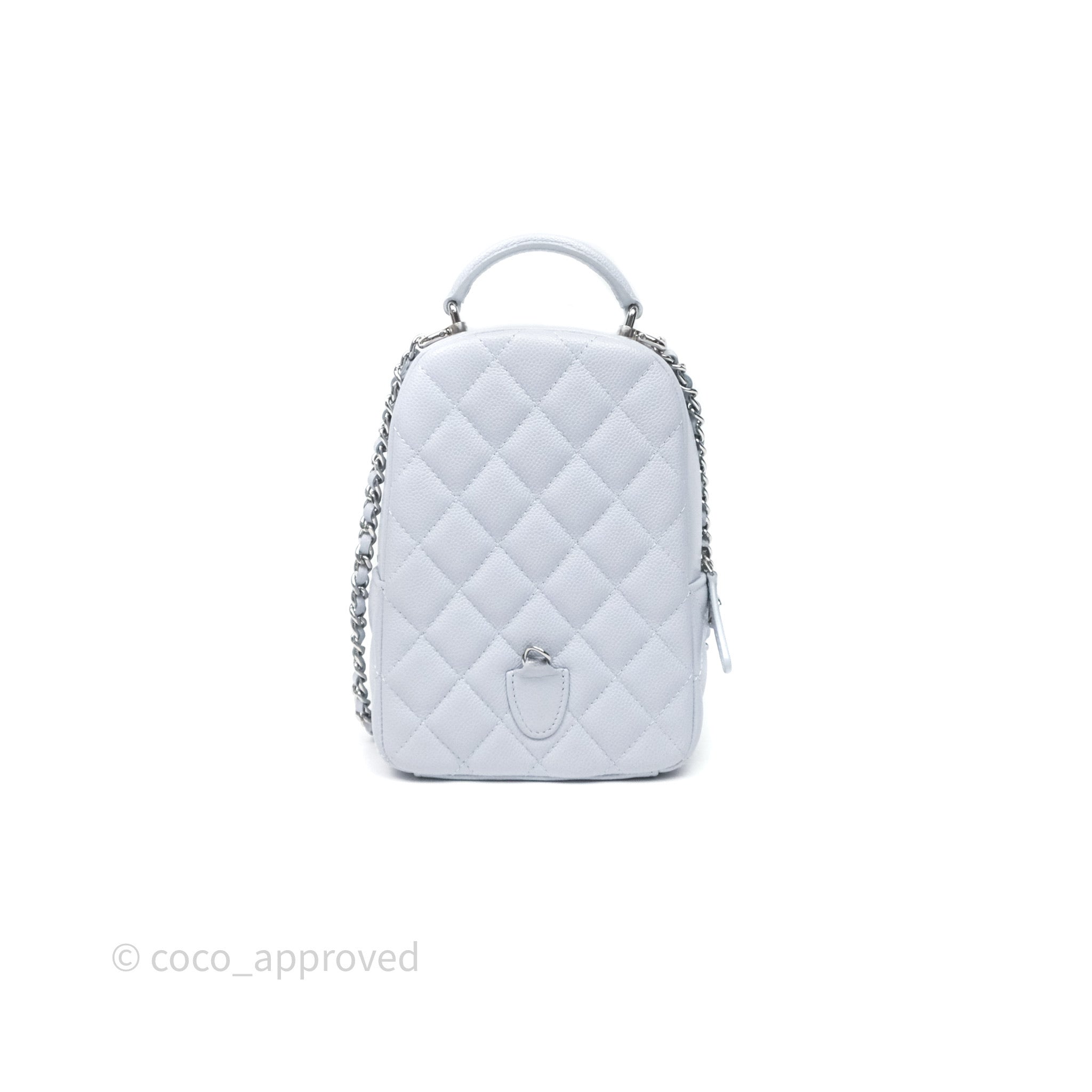 25SS【CHANEL 】クラシック ミニバックパック ライトグレー Chanel Classic Mini Backpack Light Blue Grey Caviar Silver