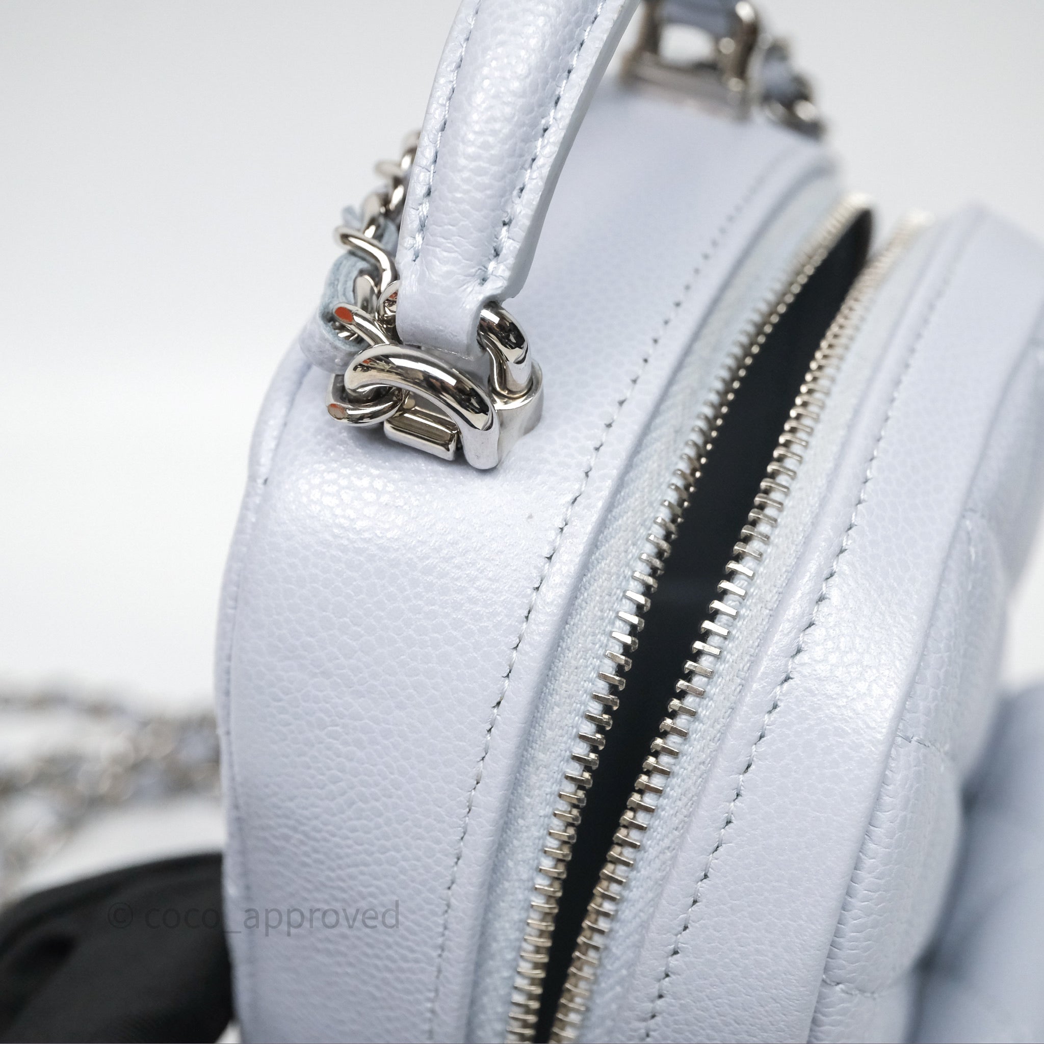 Chanel Classic Mini Backpack Light Blue Grey Caviar Silver