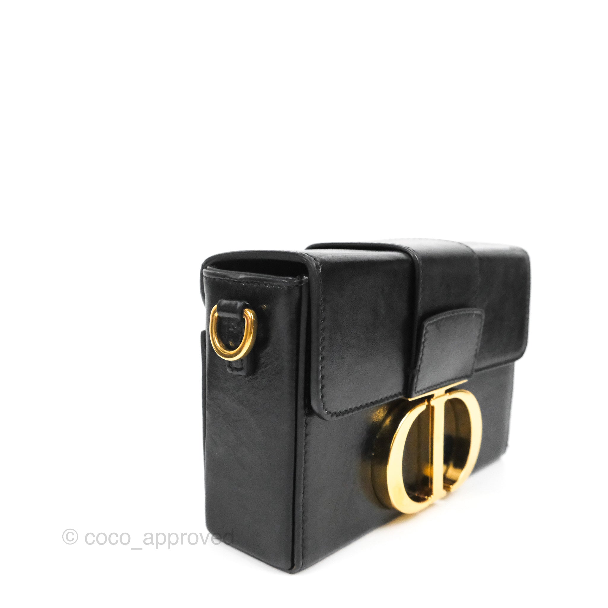 Christian Dior 30 Montaigne Box Bag Black Shiny Clinked Lambskin Gold –  Coco Approved Studio