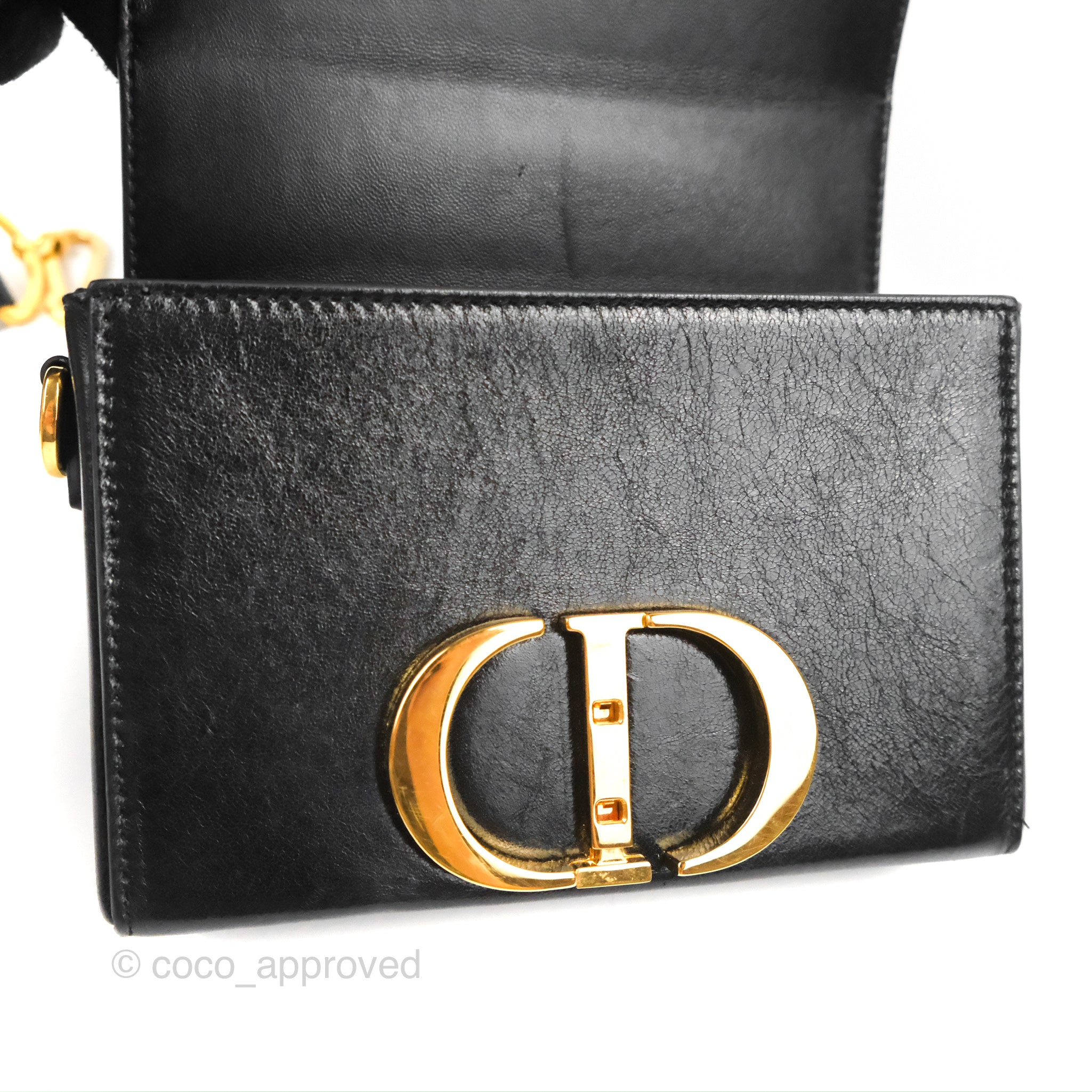 Christian Dior 30 Montaigne Box Bag Black Shiny Clinked Lambskin